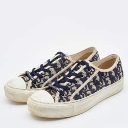 Dior Blue Oblique Canvas Walk'n'Dior Low Top Sneakers Size 38