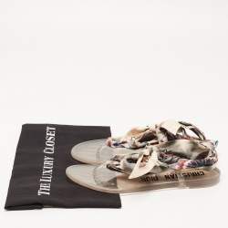 Dior Multicolor Fabric Kaleidoscope Ankle Tie Flat Sandals Size 38