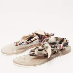 Dior Multicolor Fabric Kaleidoscope Ankle Tie Flat Sandals Size 38