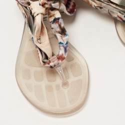 Dior Multicolor Fabric Kaleidoscope Ankle Tie Flat Sandals Size 38