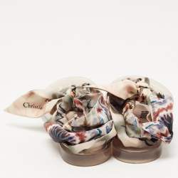 Dior Multicolor Fabric Kaleidoscope Ankle Tie Flat Sandals Size 38