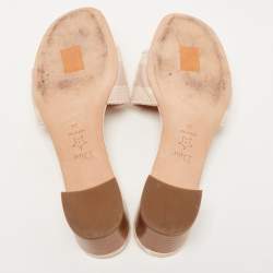 Pre Owned Dior Pink/Off White Logo Embroidered Canvas Dway Slide Sandals Size 39