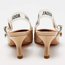 Pre Owned Dior Beige Patent Leather J'adior Slingback Pumps Size 37