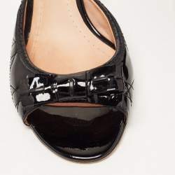 Pre Owned Dior Black Patent Leather Bow Slide Sandals Size 37