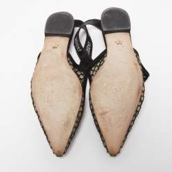 Dior Black Net and Suede J'adior Slingback Flats Size 37.5