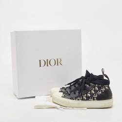 Pre Owned Dior Navy Blue Fabric and Leather Walk'n'dior Sneakers Size 38