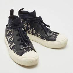 Pre Owned Dior Navy Blue Fabric and Leather Walk'n'dior Sneakers Size 38