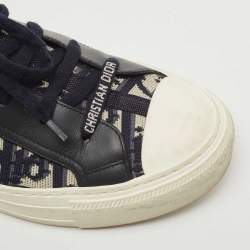Pre Owned Dior Navy Blue Fabric and Leather Walk'n'dior Sneakers Size 38