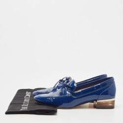 Dior Blue Patent Leather Bow Loafer Pumps Size 36