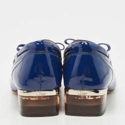 Dior Blue Patent Leather Bow Loafer Pumps Size 36