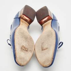 Dior Blue Patent Leather Bow Loafer Pumps Size 36