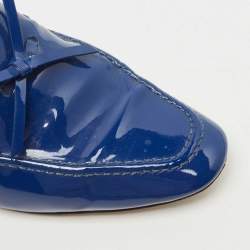 Dior Blue Patent Leather Bow Loafer Pumps Size 36