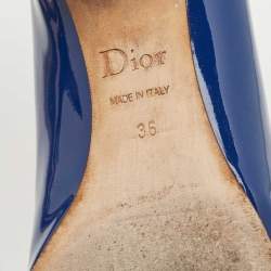 Dior Blue Patent Leather Bow Loafer Pumps Size 36