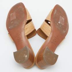 Dior Beige Croc Embossed Leather CD Logo Montaigne Block Heel Slide Sandals Size 39