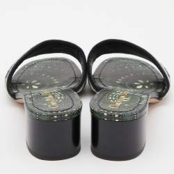 Dior Green Embroidered Canvas Dway Slide Sandals Size 38.5