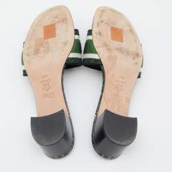 Dior Green Embroidered Canvas Dway Slide Sandals Size 38.5