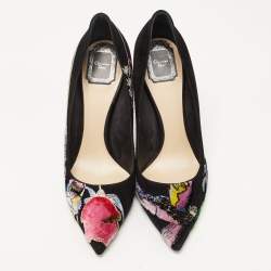 Pre Owned Dior Black Suede Velvet Patch and Embroidered Pumps Size 41