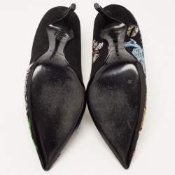 Pre Owned Dior Black Suede Velvet Patch and Embroidered Pumps Size 41