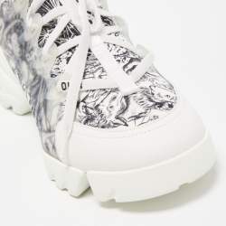 Dior White/Black Fabric and PVC D-Connect Sneakers Size 40