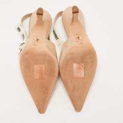 Pre Owned Dior Beige Patent Jadior Slingback Pumps Size 35.5