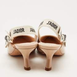 Pre Owned Dior Beige Patent Jadior Slingback Pumps Size 35.5