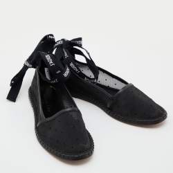 Pre Owned Dior Black Mesh and Leather Nicely D Espadrilles Size 36