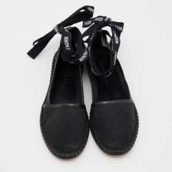 Pre Owned Dior Black Mesh and Leather Nicely D Espadrilles Size 36