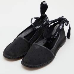 Pre Owned Dior Black Mesh and Leather Nicely D Espadrilles Size 36