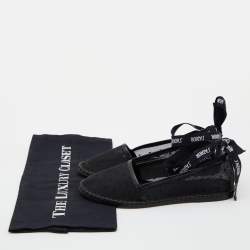 Pre Owned Dior Black Mesh and Leather Nicely D Espadrilles Size 36