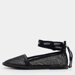Pre Owned Dior Black Mesh and Leather Nicely D Espadrilles Size 36
