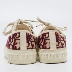 Dior Burgundy/Off White Oblique Canvas Walk'n'Dior Sneakers Size 35.5
