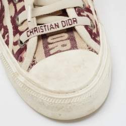 Dior Burgundy/Off White Oblique Canvas Walk'n'Dior Sneakers Size 35.5