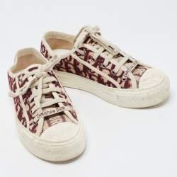 Dior Burgundy/Off White Oblique Canvas Walk'n'Dior Sneakers Size 35.5