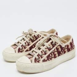 Dior Burgundy/Off White Oblique Canvas Walk'n'Dior Sneakers Size 35.5