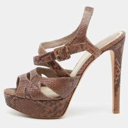 Dior Brown Python Platform Ankle Strap Sandals Size 38.5