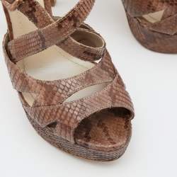 Dior Brown Python Platform Ankle Strap Sandals Size 38.5