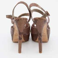 Dior Brown Python Platform Ankle Strap Sandals Size 38.5
