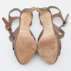 Dior Brown Python Platform Ankle Strap Sandals Size 38.5