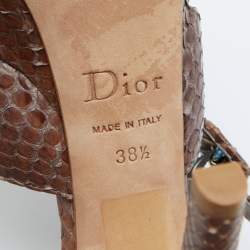 Dior Brown Python Platform Ankle Strap Sandals Size 38.5