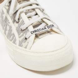 Dior Grey/Off White Oblique Canvas Walk'n'Dior Sneakers Size 38.5