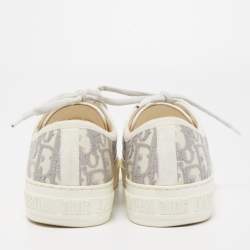 Dior Grey/Off White Oblique Canvas Walk'n'Dior Sneakers Size 38.5