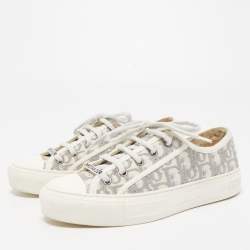 Dior Grey/Off White Oblique Canvas Walk'n'Dior Sneakers Size 38.5