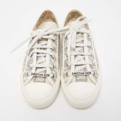 Dior Grey/Off White Oblique Canvas Walk'n'Dior Sneakers Size 38.5