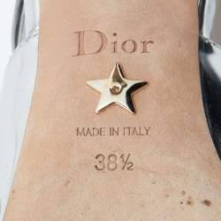 Dior Silver Patent Leather Jadior Slingback Pumps Size 38.5