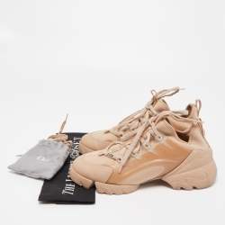 Pre Owned Dior Pink Neoprene and Leather D-Connect Sneakers Size 38.5