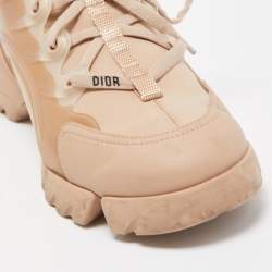 Pre Owned Dior Pink Neoprene and Leather D-Connect Sneakers Size 38.5