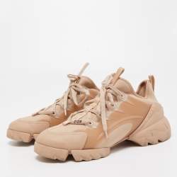 Pre Owned Dior Pink Neoprene and Leather D-Connect Sneakers Size 38.5