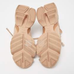 Pre Owned Dior Pink Neoprene and Leather D-Connect Sneakers Size 35.5