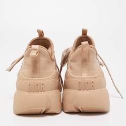 Pre Owned Dior Pink Neoprene and Leather D-Connect Sneakers Size 35.5