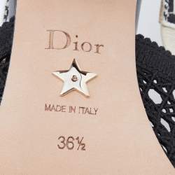 Dior Black Fabric and Leather Moi Block Heel Slingback Sandals Size 36.5